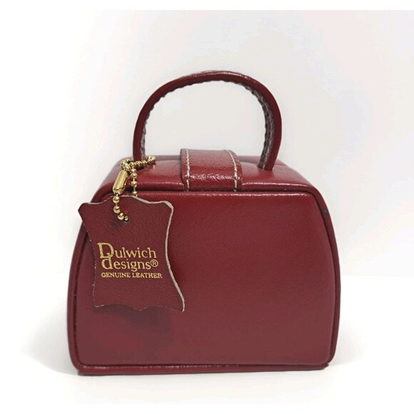 Dulwich Designs Genuine Leather Mini Handbag Jewelry Case,Travel Jewelry Box Red - Picture 1 of 5